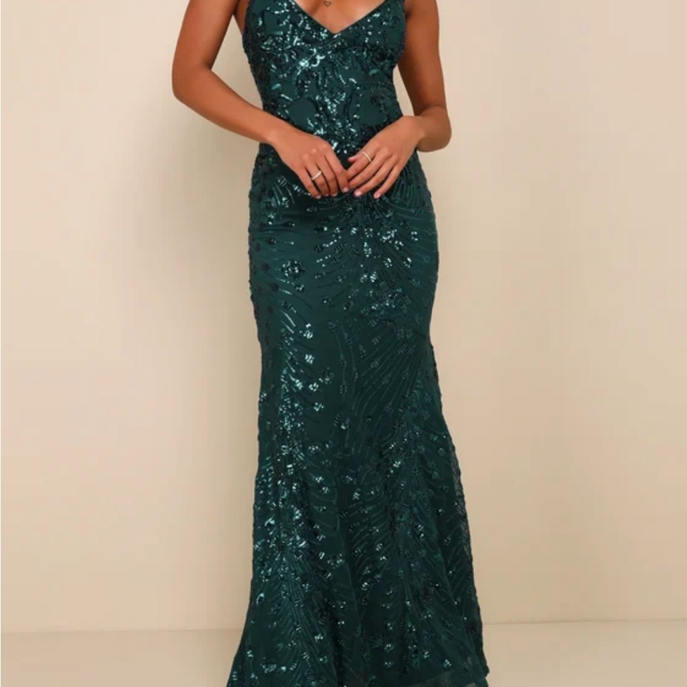Forest Green Lace Up Maxi Dress - Picture 2 of 3